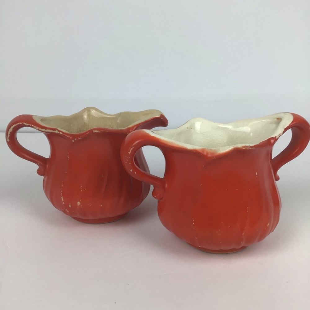 Vintage orange distressed sugar & creamer set - Picture 11 of 11